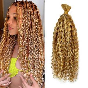 lot 2371 image: Blonde Boho Human Hair Braiding P27613 Deep Wave Braiding Hair 20 20 Inch 613 Deep Curly Boho Hair for Braiding 613 Boho Human Hair Extensions