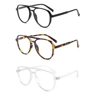 lot 2372 image: DXYXYO 3 Pack Retro Aviator Reading Glasses for Women 1.5, Mens Classic Lightweight Blue Light Blocking Computer Readers, Black Brown Clear