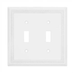 lot 2377 image: Henne Bery Sunken Pearls Heavy Duty Decorative Wall Plate Switch Plate Outlet Cover (Double Toggle, White)