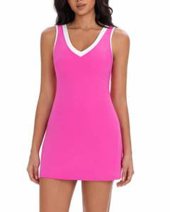 lot 2386 image: Topcloset Tennis Dress for Women with Shorts Athletic Golf Active Workout Dress with Pockets Easy Peasy Shorts,Rose,M