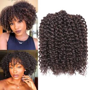 lot 2387 image: Kinky Curl 8 Inch Afro Kinky Twist Hair 4# color off black 3pcspack Soft Synthetic Crochet Braids Hair Extention (4#)