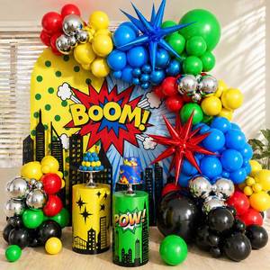 lot 2405 image: A 137Pcs Red Blue Yellow Green Black Balloon Arch Kit