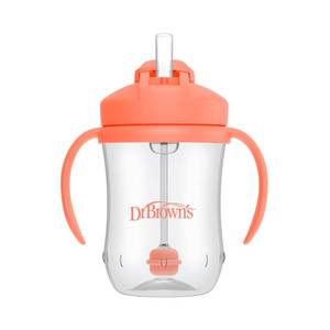 lot 2418 image: Dr. Browns Milestones Babys First Straw Cup, Coral, 1-Pack
