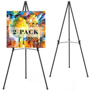 lot 3935 image: Rdiorry Easel Stand for Sign,63 Portable Metal Easel Stand for Wedding Sign,Adjustable Folding Art Easel for Display with Portable Bag(Black,2 Pack)