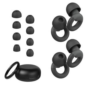lot 4333 image: JUSTRVN Ear Plugs for Sleeping, 2 Pairs of Reusable Earplugs for Noise Reduction 25dB-30dB with 8 Ear Tips, Soft Hearing Protection Ear Plugs for Concert,Noise Sensitivity, Study & Work, Black