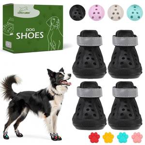 lot 4338 image: EVA Dog Shoes- Non-Slip Waterproof Dog Booties for Hot Pavement Summer Easy ON & Off Reflective Adjustable Pet Boots & Paw Protectors, Rugged Sole for Small Medium Large Dog Outdoor Walking (Black, L)
