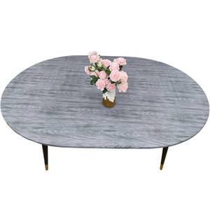 lot 4349 image: LIBERECOO Oval Fitted Vinyl Tablecloth - Fits 48 x 68 Inch Oval Table - Carbon Gray Wood - Waterproof, Elastic Edged for Secure Fit, Easy to Clean Plastic Table Cover