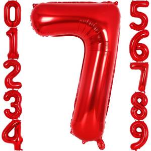 lot 4352 image: Red Number 7 Balloon 40 Inch, Big Large Foil Helium Number Balloons, Jumbo Giant Mylar Number 7 Balloons for 7 Year Old Birthday Red Party Decorations Supplies Anniversary