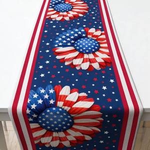 lot 4401 image: 4th of July Decorations - USA Stars Floral Table Runner  Patriotic Decorations for Fourth of July - 250th Anniversary Decor Accessories Party Supplies Favors Indoor Outdoor Home