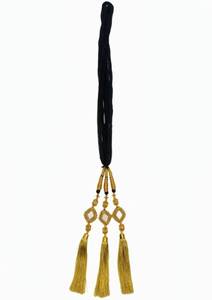 lot 4414 image: Golden Punjabi Paranda for Women & Girls  Traditional Bridal Hair Choti Tassel Parandi Long Braid Hair Extension Accessory for Wedding