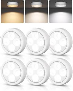 lot 4419 image: EZVALO LED Puck Lights, Rechargeable Stick On Tap Lights, Wireless Closet Light, 3 Color Temps, Under Cabinet Lights, 2.95 Mini Touch Light, Ideal for Kitchen,Closet,Pantry,Shelves,Camper(6 Pack)