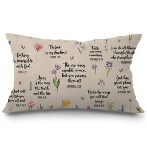 lot 4423 image: JINYO Bible Verse Pillow Cover, 12x20 inch, Christian Gifts for Women Men, Light Brown