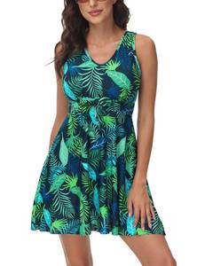 lot 4426 image: Kate Kasin Womens Two Piece Swimdress Bathing Suits Tummy Control Back Cross Flowy Swimsuits with Boyshorts Swimwear
