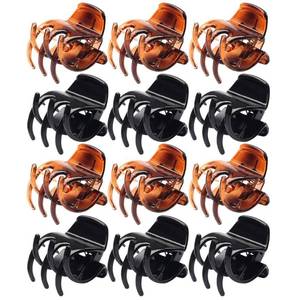 lot 4430 image: SUMAJU 12 Pcs Medium Hair Claw Clips For Women & Girls, Black and Brown