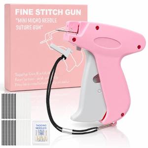 lot 4435 image: 2026 New Stitch Gun for Clothes, Handheld Quick Clothing Fixer Sewing Kit with 1000 Black & 1000 White Fasteners, 6 Replacement Needles, Pink