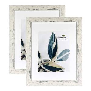 lot 5058 image: Scholartree Rustic White Wooden 11x14 Picture Frame set of 2,Display 11x14 without Mat or 8x10 with Mat��Wall Gallery Photo Frames