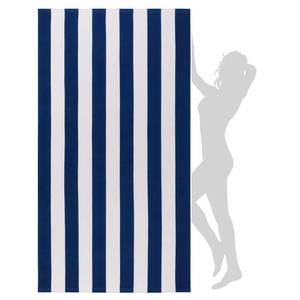 lot 5062 image: WILFA Extra Large Beach Towel - Oversized Mircofiber 40 x 70 inches, XL Striped Lightweight Pool Towel, Big Cabana Swim Travel Towel for Adults Mens Women,Dark Blue