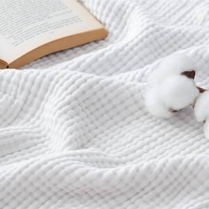 lot 5066 image: Bedsure 100% Cotton Muslin Blanket Queen Size for Bed, 4-Layer, White