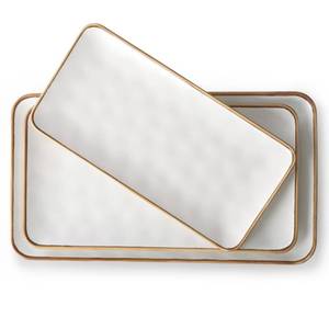 lot 5084 image: CULIVORA Ceramic Rectangle Serving Platter with Brown Rim 15.614.112.6 Inch Large Serving Dishes for Entertaining Party, Sushi, Turkey, Cheese, Snack and Dessert, Microwave Dishwasher Safe