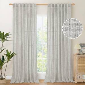 lot 5095 image: YoungsTex Linen Curtains 95 Inches Long for Living Room Light Filtering