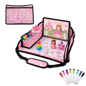 lot 5097 image: DxTing Kids Travel Tray for Car Seat, Toddler Car Seat Activity Tray, Kids Carseat Lap Table, Road Trip Essentials for Airplane, Lap Desk for Kid Roadtrip Activities, Butterfly