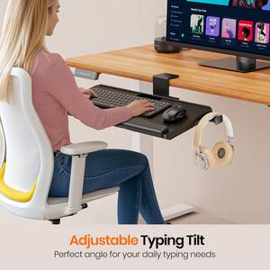 lot 5098 image: Klearlook Keyboard Tray Under Desk with 360° Rotation, Ergonomic Computer Keyboard & Mouse Tray 25W�11.02D Sit Stand Desk Keyboard Holder wWrist Rest & Storage Drawer (Height is not Adjustable)