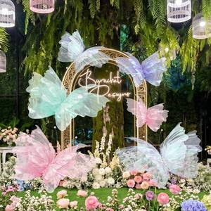 lot 5102 image: Geelin 6 Pcs Large Butterfly Decor, 20 Inch 12 Inch 3D Silk Butterflies