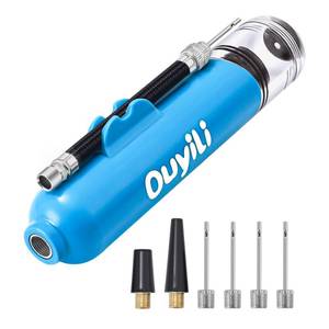 lot 6207 image: ouyili Sports Ball Pump Kit - Portable Air Pump Two-Way Dual Action Inflatable Perfect for Basketballs, Soccer Balls and More - Professional Hand Pump Kit with Needles and Flexible Hose (Blue)