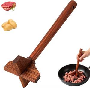 lot 6218 image: Wooden Ground Beef Masher,Duty Meat Chopper for Ground Beef,Natural Wood Hamburger Masher, Non-Scratch Meat Grinder for Nonstick Cookware, Kitchen Tool for Beef, Turkey, Sausage