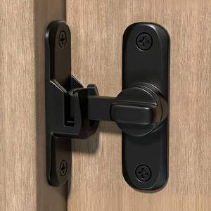 lot 6235 image: Barn Door Lock, 90180 Degree Gate Latches, Zinc Alloy Right Angle Door Lock Latch, Barn Door Hasp Latch for PushSlidingBarn Door (1 Black)