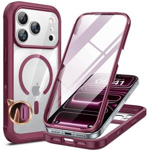 lot 6239 image: miracase Magnetic for iPhone 17 Pro Case 6.3 Compatible with MagSafe Full-Body Phone Case with Built-in Glass Screen Protector & Camera Control,Drop Proof iPhone 17 Pro Cover, Deep Magenta