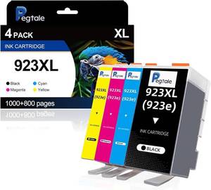 lot 6248 image: Pegtale 923 XL High Yield Ink Cartridges Combo Pack Replacement for HP 923  923e XL Ink Cartridges Work with for HP OfficeJet Pro 8120812381308133 Printer (4 Pack BKCYM)