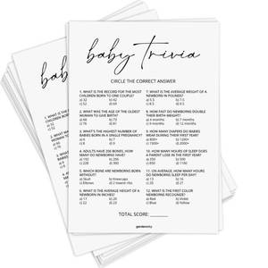 lot 6250 image: GardenCity Baby Trivia Baby Shower Game (50 Cards), Trivia Game Activity for Boy or Girl (Minimalist)