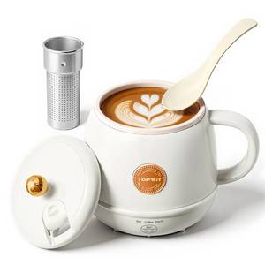 lot 8033 image: TOPWIT Electric Travel Kettle, 14oz Rapid Heating Up to 212°F, Temperature Control Heating Coffee Mug Warmer for Warm Drinks, Portable Tea Kettle for RV, Camping, Gift for FamilyFriendsElders, 110V