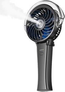 lot 8039 image: KIBEE Portable Misting Fan - 4000mAh Rechargeable, 50ml Water Tank, Foldable 180° Handheld, 3-Speed Personal Fan, Portable Charger for Travel, Outdoors, Makeup & More(Blue)