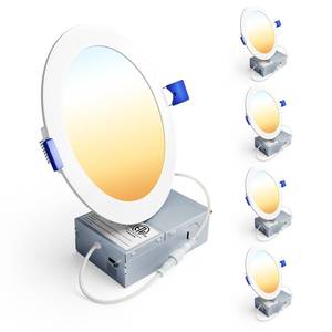 lot 9522 image: Ensenior 4 Pack 6 Inch LED Recessed Light, 5CCT Dimmable Canless Wafer
