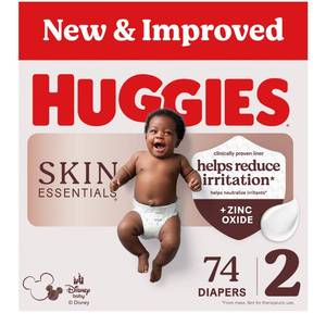 lot 9527 image: Huggies Skin Essentials Diapers Size 2, 74 Count