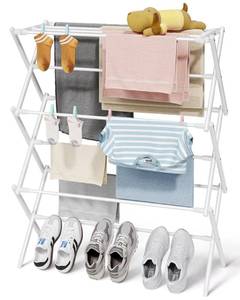 lot 9530 image: Sakugi Foldable 3-Tier Clothes Drying Rack 37.4 H with Non-Slip Feet