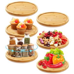 lot 9539 image: Mumufy 6 Pcs Bamboo Lazy Susan, 10 Inch Round Tray for Kitchen