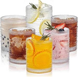 lot 9555 image: HomeVogue Hobnail Drinking Glasses Set of 6,12 oz Vintage Glassware Set Cocktail Glass Set, Embossed Clear Water Tumbler,for Beer, Whiskey,Juice and Various Mixed Drinks (12oz Clear)