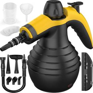 lot 9558 image: Pressurized Handheld Steam Cleaner with 10pcs Accessories & Safety Lock, Multi-Purpose & Powerful Home Use Steamer for Cleaning, Car, Bathroom, Shower, Upholstery, Grout, Window (Black)