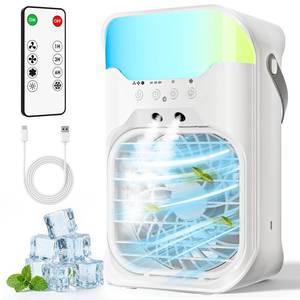 lot 9559 image: Portable Air Conditioners,4-in-1 Air Cooler,3 Fan Speeds,1600ML Water Tank With 2 Mist,10 Color Night Light,Remote Control,Portable AC for Room,Car,Bedroom,Office,Outdoor