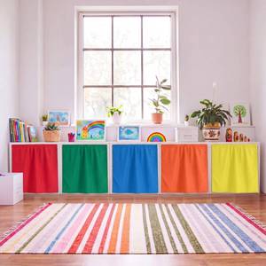 lot 10239 image: Unittype 6 Pcs Classroom Cabinet Curtains, Classic, Multicolor