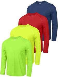 lot 10241 image: 4 Pack Boys Rash Guard Youth Neon Shirts SPF Long Sleeve Swim Shirts Quick Dry Sun Protection Swimwear for Kids