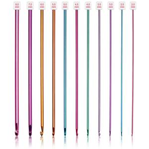 lot 10242 image: Coopay 11Pcs Tunisian Crochet Hooks Set-Long Crochet Hook, 2mm(B)-8mm(L)