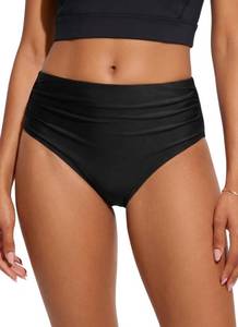lot 10243 image: Daci Womens Mid Rise Full Coverage Bikini Bottom, Black, Medium