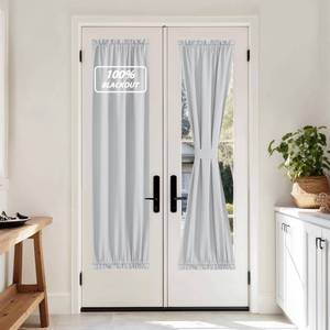 lot 10254 image: NICETOWN Greyish White 100% Blackout Door Curtain for French Front Door