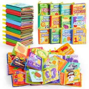 lot 10285 image: JOYIN 12 Pcs Bath Books, Nontoxic Fabric Soft Crinkly Cloth Books, Waterproof, Bathtub Pool and Early Education First Toys for Infant Newborn Baby Toddlers Kids Birthday Easter Gifts