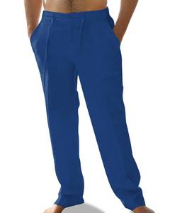 lot 10304 image: XINGCOOL Mens Linen Pants Elastic Waist Summer Pants Relaxed Fit Lightweight Yoga Beach Casual Pants with Pockets (Note color difference)