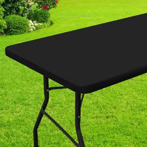 lot 10308 image: Smiry Rectangle Picnic Table Cloth, Waterproof Elastic Fitted Tablecloths for 6 Foot Tables, Washable Polyester Table Cover for Camping, Indoor and Outdoor (Black, 42x72)